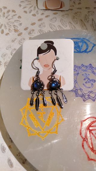 Pendientes labradorita plata