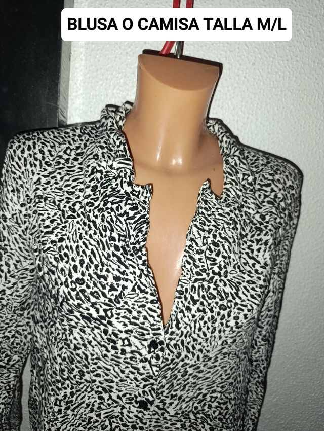Blusa leopardo M/L - Blanco y negro