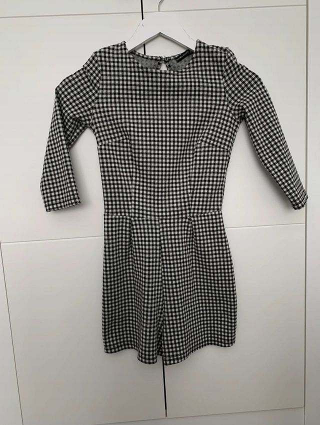 Mono Bershka vichy blanco-negro