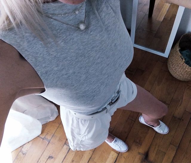 Conjunto Pull&Bear (nuevo) - top gris + shorts bla