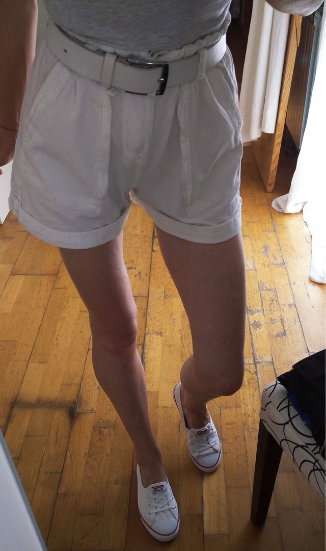 Conjunto Pull&Bear (nuevo) - top gris + shorts bla