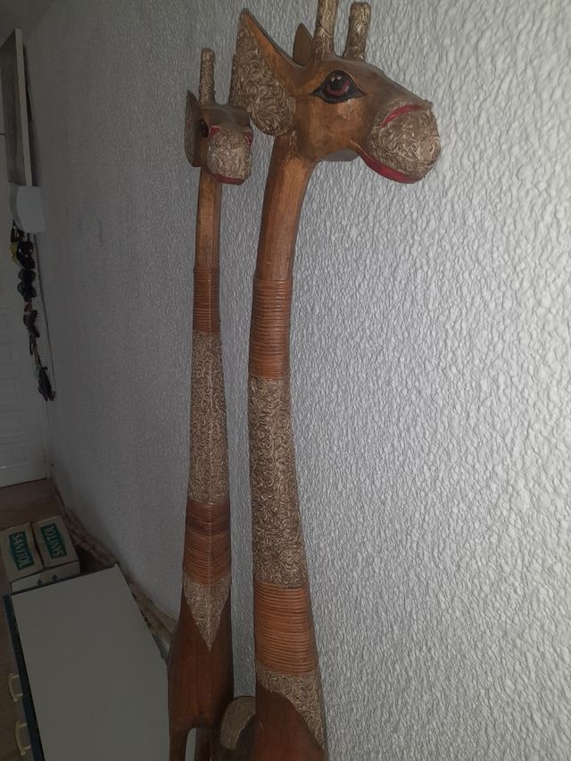 2 Jirafas madera | Decoración única original 2m