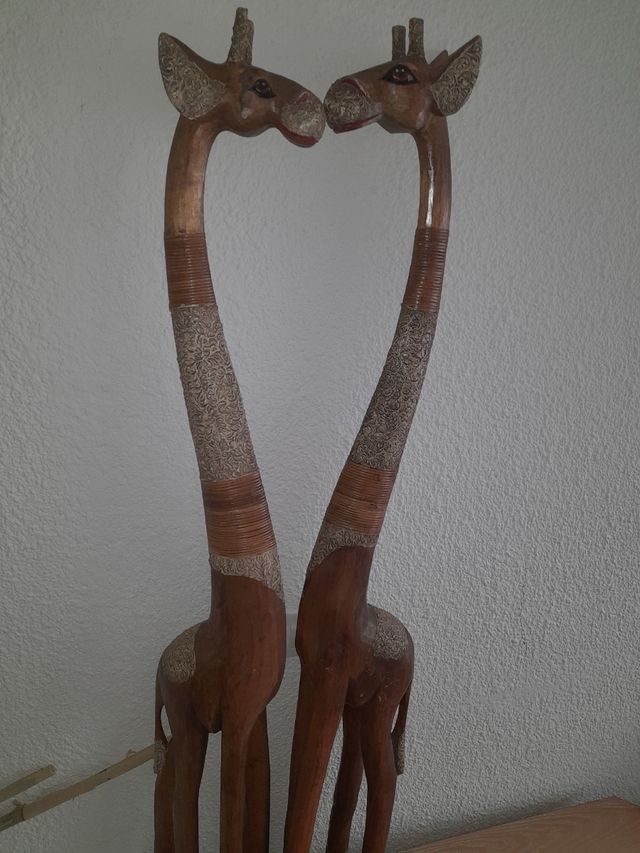 2 Jirafas madera | Decoración única original 2m
