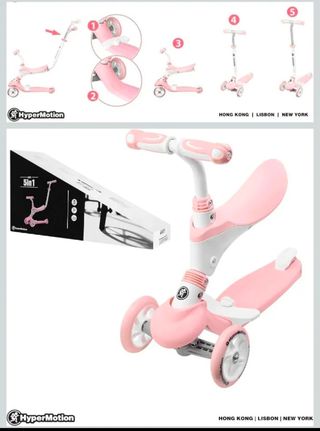 Patinete 5 en 1 infantil rosa