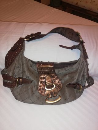 Bolso bandolera beige y marrón