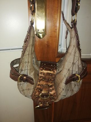 Bolso bandolera beige y marrón
