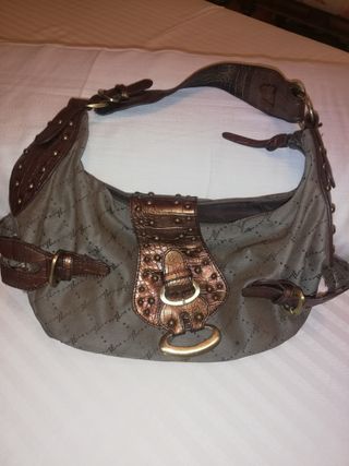Bolso bandolera beige y marrón