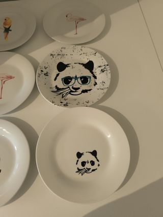6 Platos Postre Animales - Porcelana