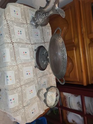 Juego vintage plata: bandeja, jarra