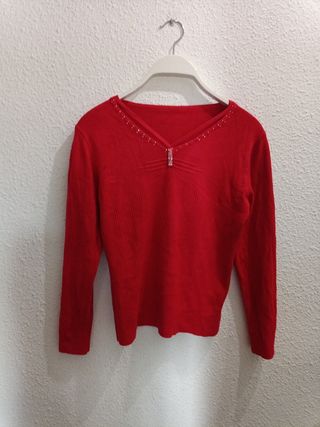 Jersey rojo manga larga