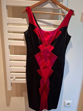 Vestido fiesta rojo-negro