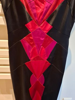 Vestido fiesta rojo-negro