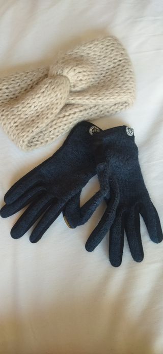 Diadema y guantes Icewear - beige/azul