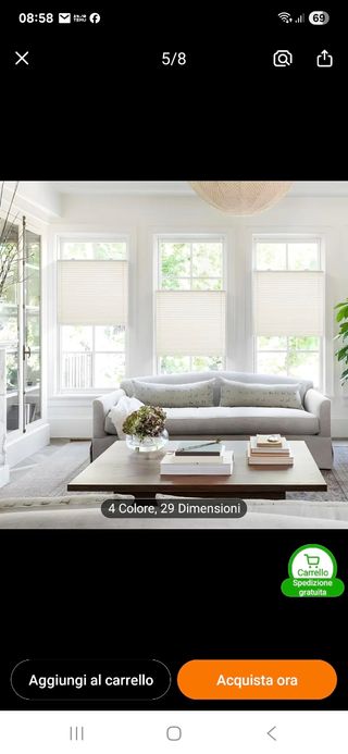 Plissè bianca - Tenda a pacchetto Senza trapano.