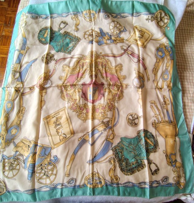 Foulard seta beige e verde