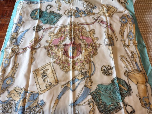 Foulard seta beige e verde