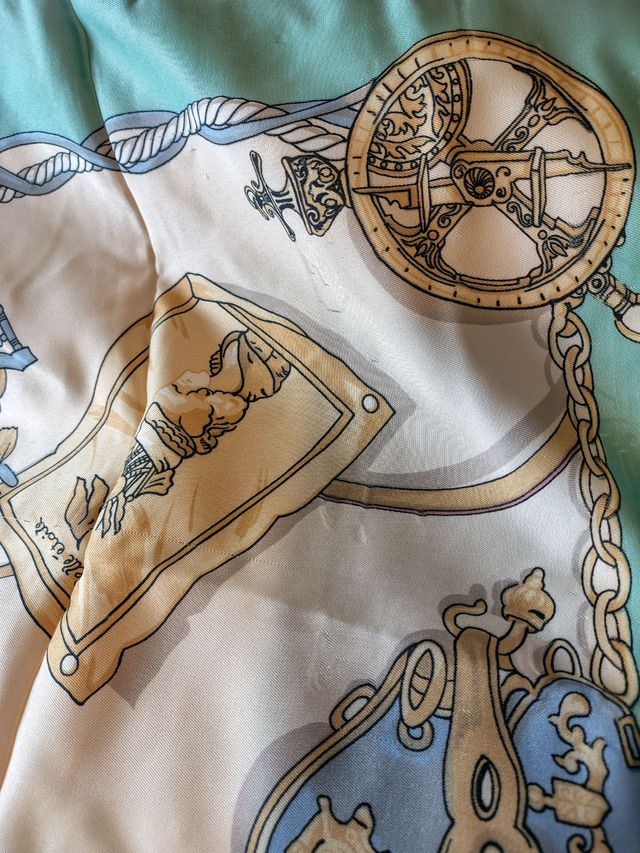 Foulard seta beige e verde