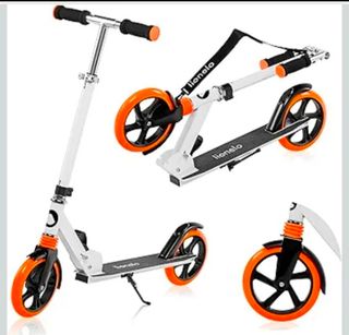 Patinete Lionelo plegable blanco-naranja con tara