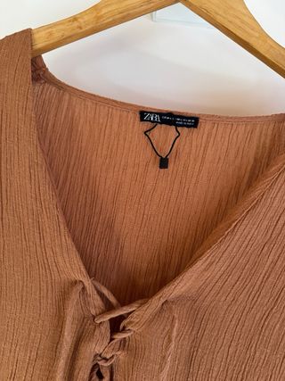 Vestido largo Zara marrón M-L