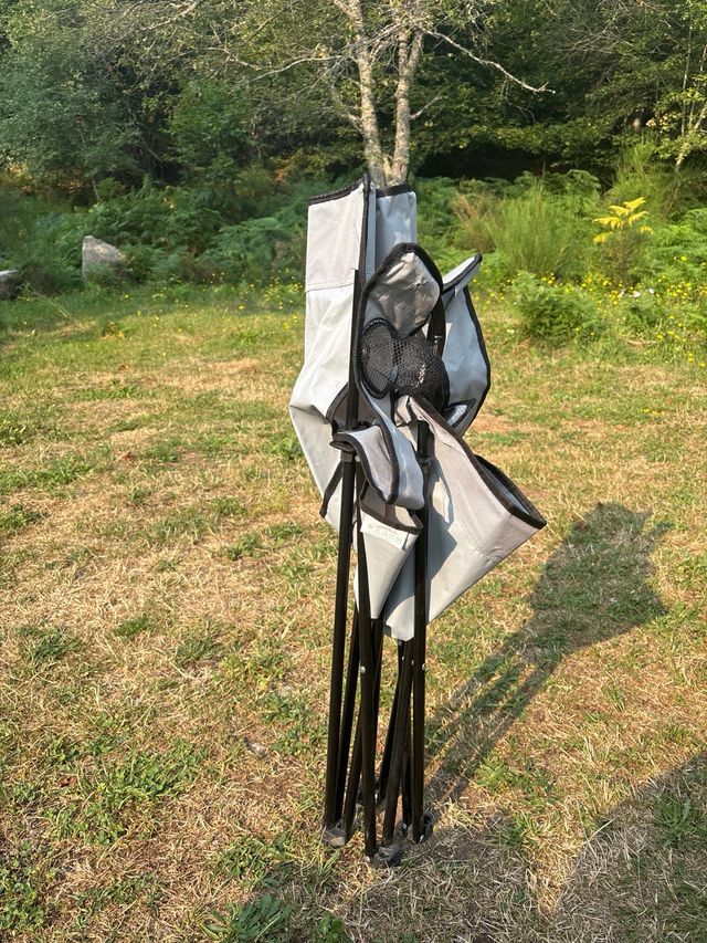 Sillas camping plegable gris CON FUNDA