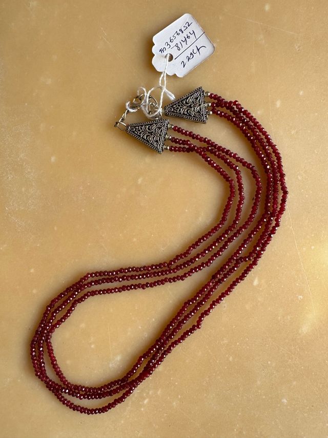 Collana Indiana in Granato Almandino a 3 Fili