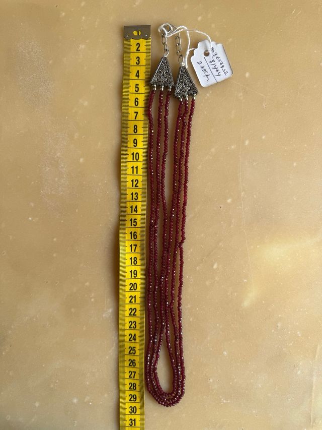 Collana Indiana in Granato Almandino a 3 Fili