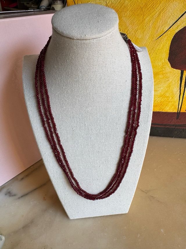 Collana Indiana in Granato Almandino a 3 Fili