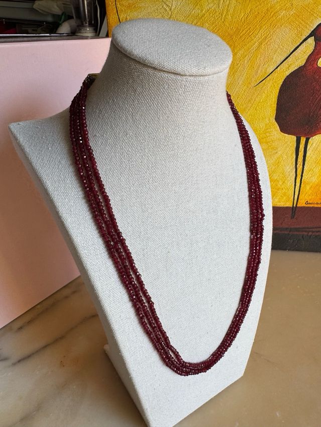 Collana Indiana in Granato Almandino a 3 Fili