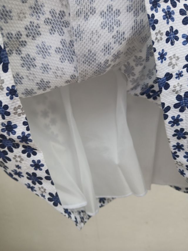 Vestido Infantil - Flores Azul e Branco