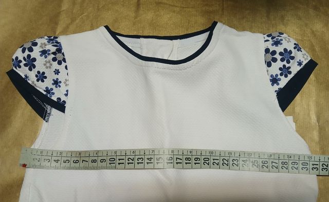 Vestido Infantil - Flores Azul e Branco