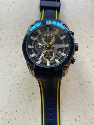 Reloj Megir Cronógrafo Azul-Amarillo