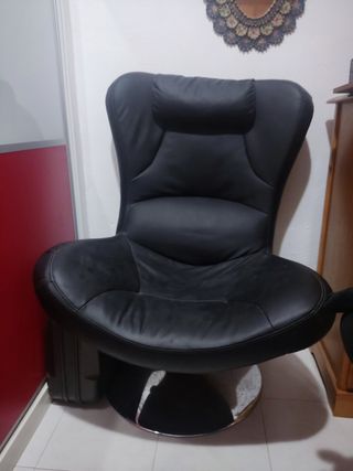 Sillón giratorio negro - Piel sintética