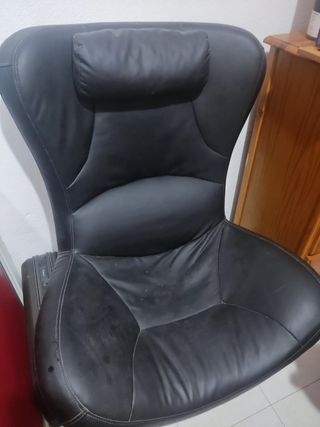 Sillón giratorio negro - Piel sintética