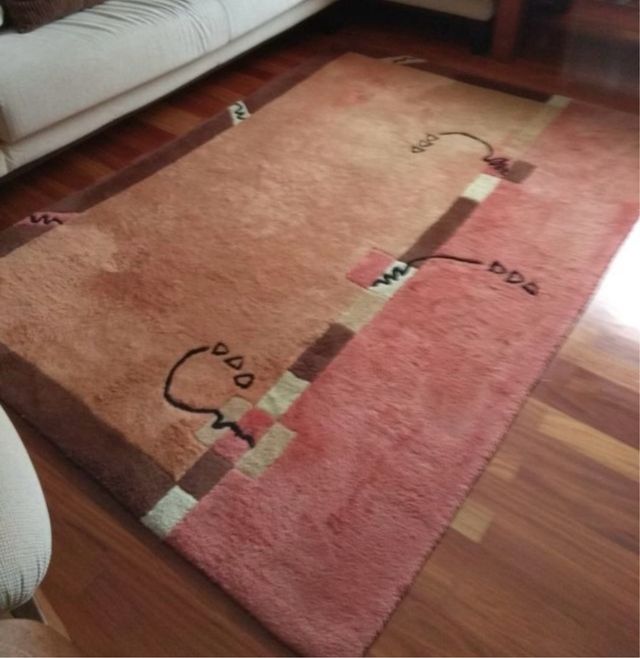 Alfombra lana grande - Caldera y marrón 2*1,45