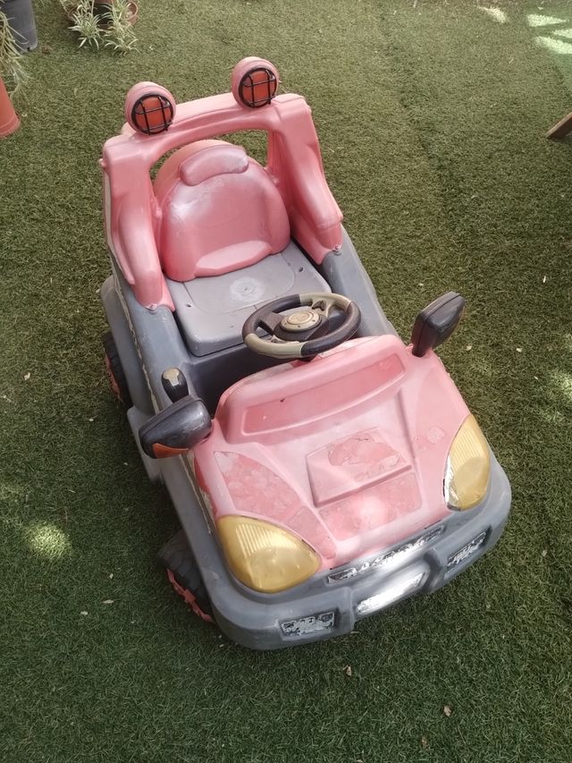 Coche eléctrico infantil rosa, batería nueva