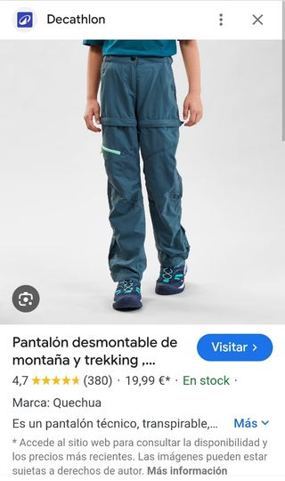Pantalón desmontable niño Quechua 12-13