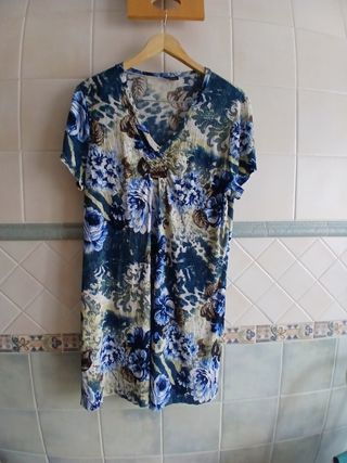 Vestido flores azul - multicolor