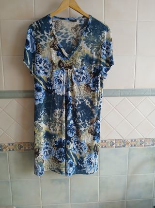 Vestido flores azul - multicolor