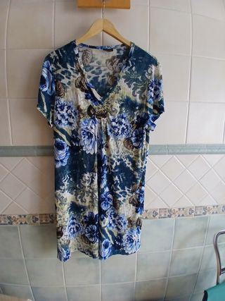 Vestido flores azul - multicolor