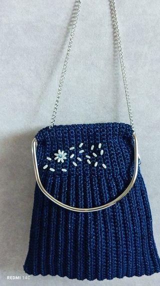 Borsetta tracolla blu handmade