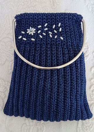 Borsetta tracolla blu handmade