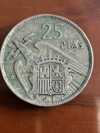 Moneda 25 pesetas España Franco 1957 estrella 64*