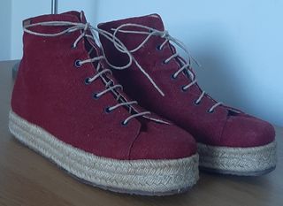 Incluye regalo - Botas Camper rojas lona y esparto