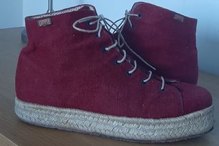 Incluye regalo - Botas Camper rojas lona y esparto