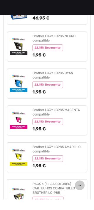  Lote tintas Brother LC985 (34 unidades)