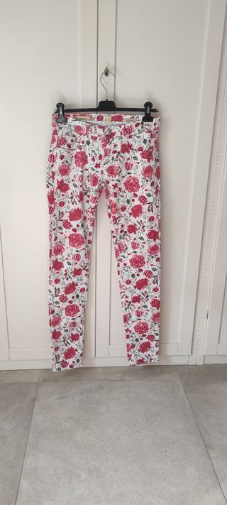 Jeans fiori rossi donna