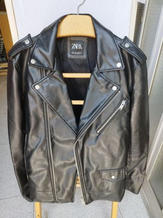 Cazadora cuero Zara negra - M