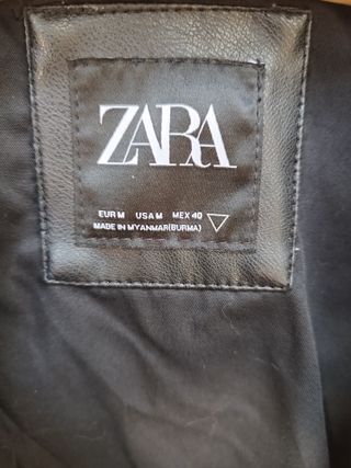 Cazadora cuero Zara negra - M