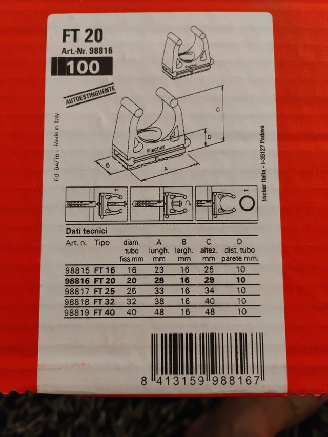100 Abrazaderas Fischer FT20