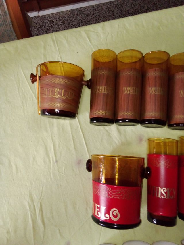 Juego vintage vasos whisky